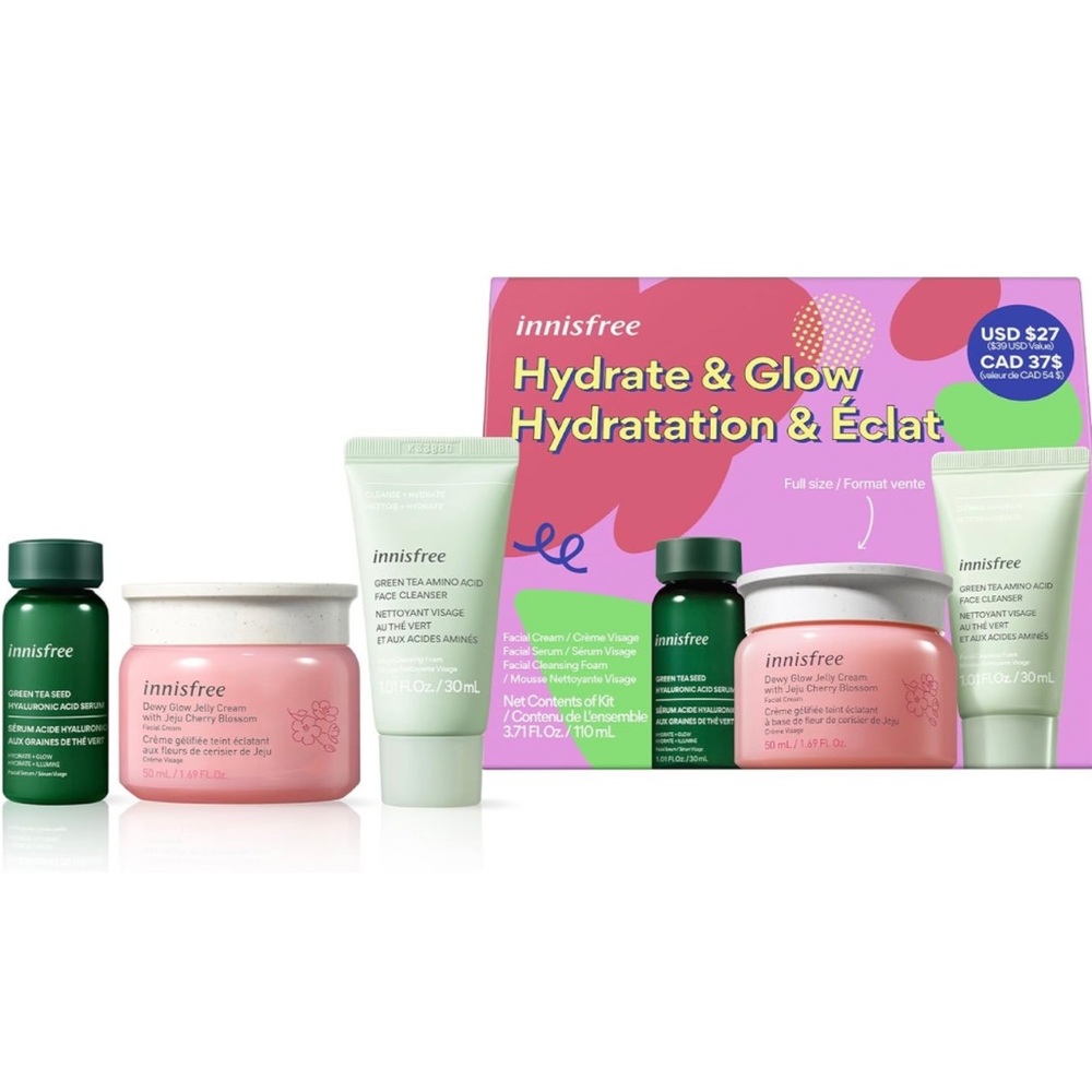 NWT Innisfree Hydrate & Glow Set: Dewy Jelly Cream Full Size